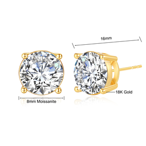 Boucles <span class=keywords><strong>d</strong></span>'Oreilles en <span class=keywords><strong>Or</strong></span> Massif 18 Carats AU750 avec <span class=keywords><strong>Diamant</strong></span> Moissanite <span class=keywords><strong>D</strong></span> Couleur VVS1 2 Carats, 1 Carat ou 0,5 Carat, Bijoux en <span class=keywords><strong>Or</strong></span> de Haute Qualité - Product Image 6