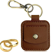 Mini pochette porte-clés en cuir PU avec bouton-pression, petit étui carré pour bagues, rangement simple pour bijoux