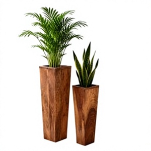 Vase mural en bois rustique Art Déco 14-24 pouces, bois naturel fait main, pot de plante d'intérieur écologique pour la décoration de salon FAIZA - Product Image 1