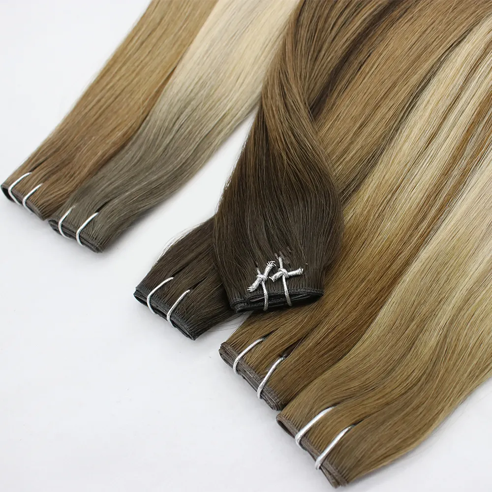 Extensions de cheveux à pince Remy Vente en gros Extensions de cheveux à pince de couleur claire sans couture naturelle