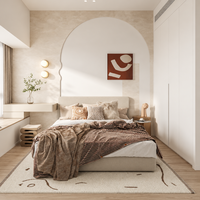 Ensemble de meubles de chambre à coucher en bois sur mesure moderne : lit, armoire, table de chevet, meuble de rangement, coiffeuse, bureau d'ordinateur