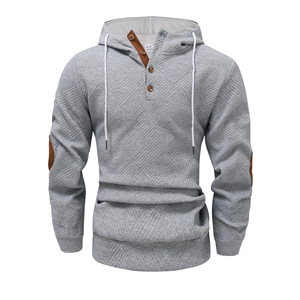 Sudadera con Capucha para Hombre, Color Sólido, Diseño Jacquard con Botones, Corte Holgado, Transpirable, Informal, para Ocio, Talla M - Product Image 1