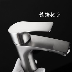 Single Handle 304 Stainless Steel Basin Faucet Modern <b>Deck</b> Mounted Ceramic Valve Core Single Hole - Product Image 2