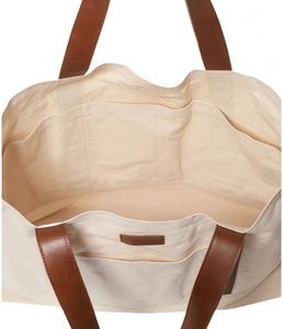 Sac de shopping en coton avec fermeture à bouton personnalisé, sac de voyage moderne de luxe en toile avec fermeture éclair et poche pour bouteille d'eau - Product Image 5