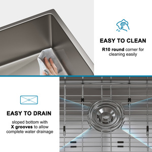 Bát đơn thép không gỉ bồn rửa nhà bếp với bồn rửa lưới và giỏ lọc - Product Image 4