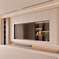 Meuble TV mural flottant en bois blanc mat, design moderne sur mesure, prix d'usine, pour salon