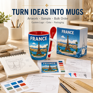 Taza de Café de Cerámica Personalizada con la Torre Eiffel de París, Recuerdo Premium, Regalo Turístico, OEM, ODM, Venta al Por Mayor - Product Image 2