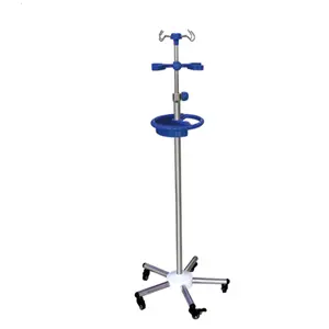 EU-IV533 Hospital Medical Folding Infusion Stand Collapsible IV Pole Stand with bottle rack and tray