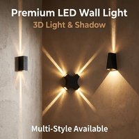 Applique murale LED en aluminium moulé sous pression 2/4 voies IP65 pour villa, cour, hôtel, projet paysager commercial