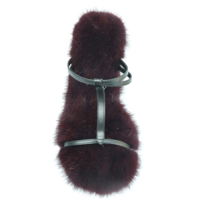 <span class=keywords><strong>Sandali</strong></span> con <span class=keywords><strong>Tacco</strong></span> Alto da Donna Personalizzabili 2026, Ciabatte Flip Flop con Suola in Vera Pelliccia di Visone, Colore <span class=keywords><strong>Bordeaux</strong></span> - Product Image 3