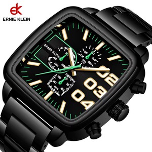 Luxury Men's Quartz Wristwatch <b>Square</b> Dial Business Chronograph Luminous Hour Calendar Stainless Steel Band Custom Watch - Product Image 4
