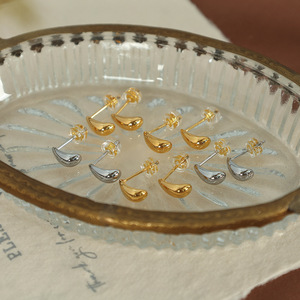 ต่างหูรูปหยดน้ำโลหะผสมสังกะสีสีทองเหล็กสีเครื่องประดับแฟชั่นเรียบง่ายสำหรับผู้หญิงของขวัญโอกาส EH17 - Product Image 2