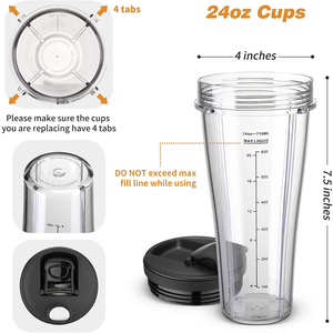 Pièces de rechange pour blender <span class=keywords><strong>Ninja</strong></span> SS101, kit de gobelets individuels fins de 24 oz avec couvercles à emporter et lame à 7 ailettes, compatible avec SS351 SS400 - Product Image 4