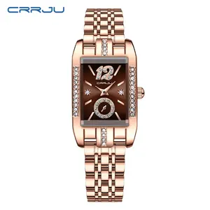 Orologio al quarzo CRRJU originale 5017 di tendenza personalizzato femminile in <span class=keywords><strong>acciaio</strong></span> inossidabile diamante luminoso vintage 5017 per il tempo libero orologio a mano - Product Image 5