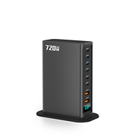 Chargeur GaN 720W QC PD 140W 100W de haute qualité 6C2A, station de charge portable multiport Type C pour tous les ordinateurs portables Apple Android