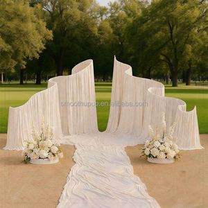 <b>Wedding</b> Props Metal Wave Frame Arch <b>Stand</b> with Curtain Drape S Shape Curve Ripple <b>Backdrop</b> for <b>Wedding</b> Decoration - Product Image 5