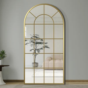 Custom French-Style Iron Grid Arch-Shaped <strong>Frame</strong> Glass <strong>Mirror</strong> with Black Gold <strong>White</strong> Finish for Home Decoration Wall Mounting - Product Image 4