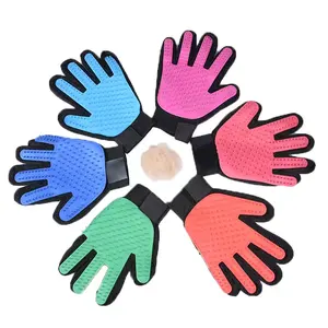 Wholesale Pet Bath Grooming Gloves Clean Hair Remover Glove Cat Washing Grooming Tools Five Finger Deshedding Gloves