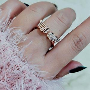 Симпатичные Регулируемые кольца хорошая цена 925 стерлингового серебра белого золота циркон Крылья ангела кольцо - Product Image 6