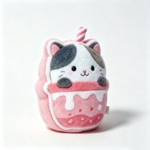 Custom <b>cat</b> boba plush, calico <b>cat</b> milk tea plush, strawberry bubble tea <b>cat</b> plush, pink <b>cat</b> drink stuffed toy - Product Image 3