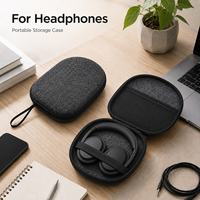 Étui personnalisé en feutre pour casque audio avec poche zippée en maille, sangle élastique et rangement portable pour accessoires de casque