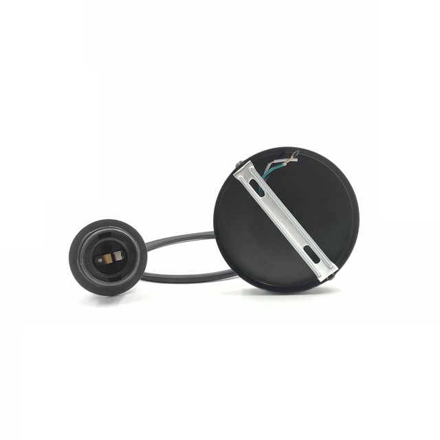 10cm Base + E26 Full-tooth Double Rings + 1 Meter Braided Black Cable