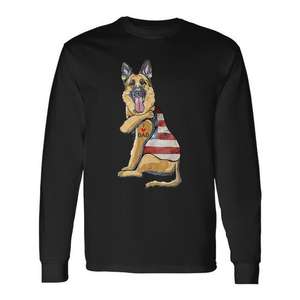 Camiseta de manga larga con estampado digital de perro pastor alemán, I Love Dad, para el Día del Padre, unisex, para adultos, con cuello redondo - Product Image 1