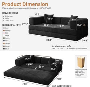 Sofá Cama Futón Convertible Moderno en Forma de L de 78.8 Pulgadas, Sofá Comprimido al Vacío sin Estructura, Multifuncional para Sala de Estar o Apartamento - Product Image 6