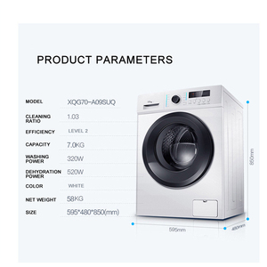 Lave-linge domestique automatique 7KG/8KG/10KG à pulsateur, mini lave-linge automatique à chargement par le haut à tambour unique surélevé - Product Image 3