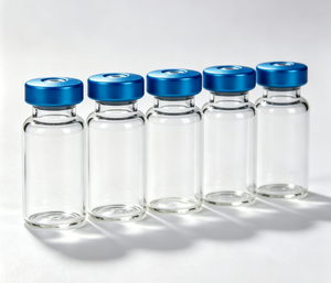 Botellas de vidrio borosilicato transparente con tapa de aluminio azul, frascos de vidrio pequeños y herméticos para regalos y muestras de mercancía pequeña - Product Image 1