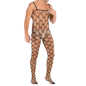 Men Full <b>Body</b> <b>Fishnet</b> Bodysuit Black Spandex Polyester Exotic Dancewear Spring 2024 - Product Image 5