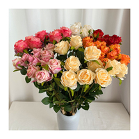QYY Factory 10 têtes Bulgarie Bords brûlants Rose Roses artificielles Fleurs pour la fête