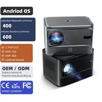 Mini projecteur Android 4K avec correction automatique de la distorsion trapézoïdale, haut-parleurs intégrés, design portable, 400 lumens, WiFi, home cinéma, jeux mobiles