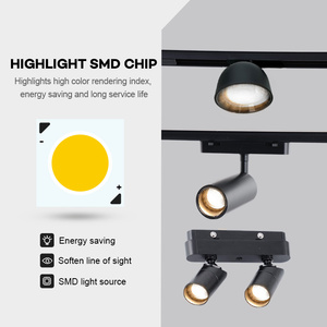 Hiện đại DC24V <span class=keywords><strong>LED</strong></span> theo dõi ánh sáng Nhôm Cơ thể đèn từ 8mm đường sắt tương thích CRI 80 3 năm Bảo hành thiết kế tối giản - Product Image 3