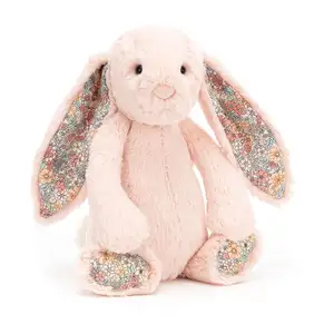 Brinquedos de pelúcia macia personalizada, coelho de pelúcia, animais de pelúcia, coelho com flor, padrão ecológico, material oem para marcas populares