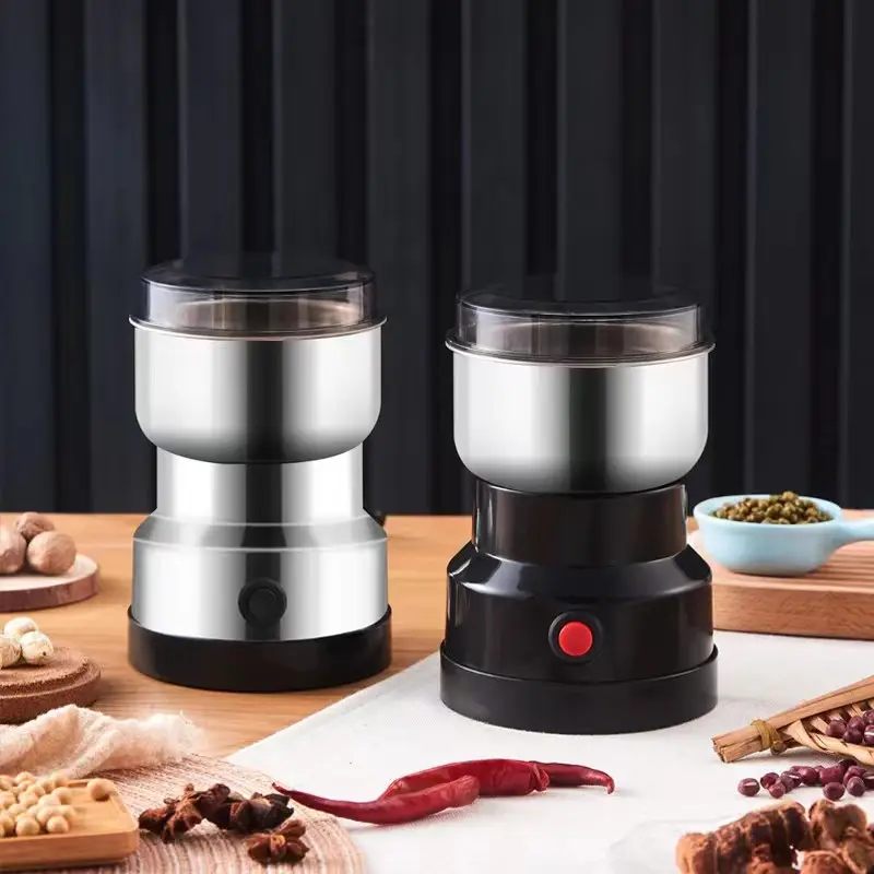 新しい家庭用ポータブル小型コーヒーグラインダーステンレス鋼自動ミニ電気ナッツドライスパイスバリ豆コーヒーグラインダー