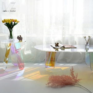 Tavolino da salotto in acrilico <span class=keywords><strong>trasparente</strong></span> con arcobaleno rotondo in cristallo colorato nordico colorato fantasia iridescente - Product Image 3