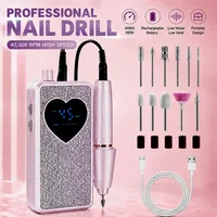 Perceuse à ongles électrique professionnelle 45000 tr/min, rechargeable, portable, lime à ongles silencieuse avec écran LED, machine à vernis gel
