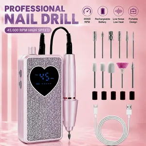 Perceuse à ongles électrique professionnelle 45000 tr/min, rechargeable, portable, lime à ongles silencieuse avec écran LED, machine à vernis gel - Product Image 1