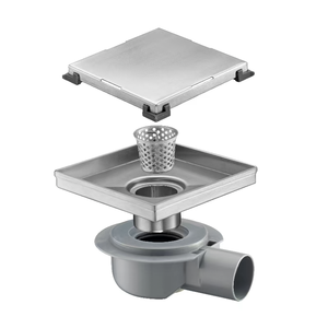 Drain <span class=keywords><strong>de</strong></span> douche carré brossé en acier inoxydable 304 <span class=keywords><strong>de</strong></span> haute qualité avec adaptateur <span class=keywords><strong>de</strong></span> sortie horizontale Drain <span class=keywords><strong>de</strong></span> sol <span class=keywords><strong>pour</strong></span> carrelage <span class=keywords><strong>de</strong></span> salle <span class=keywords><strong>de</strong></span> bain - Product Image 1