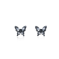 Boucles d'oreilles papillon KAVNAR en zircon noir, argent S925 plaqué or, boucles d'oreilles tendance en cuivre