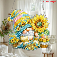 Pendentif Gnome en Peinture Diamant 3D, Broderie Diamant en Cristal, Décoration de Bureau, Tableau d'Art en Gros