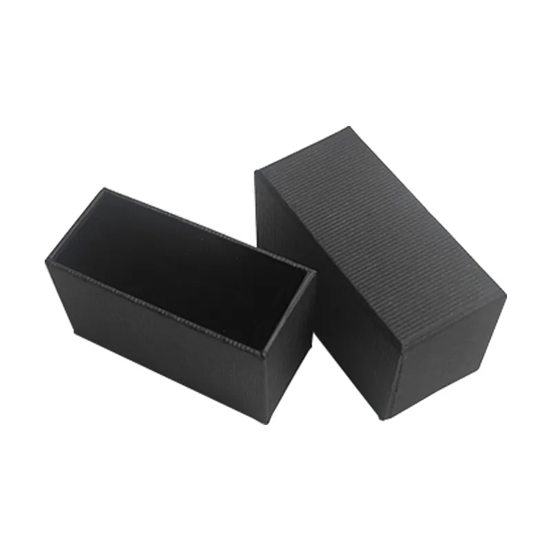 2022 Wholesale Custom Black rectangular Eco Friendly Cardboard Rigid Small Black Paper Gift Boxes for jewelry watch strap pen