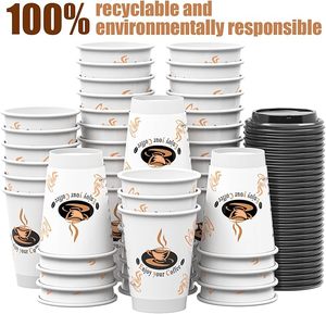 Gobelets à paroi simple en papier de pâte à papier biodégradable pour boissons chaudes/froides 6oz-32oz Impression flexographique de logo personnalisé - Product Image 3