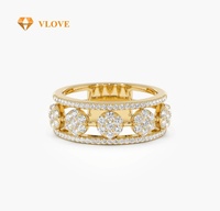 Fabricants de bijoux personnalisés VLOVE Bague de luxe en or 14 carats avec sertissage de pavé de mariage