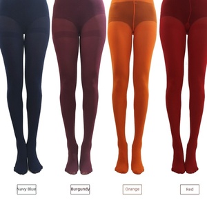 Wholesale Women Colorful Opaque Elastic Pantyhose Multi-Color Slimming Anti-Snag Soft <strong>Burgundy</strong> Stockings <strong>Tights</strong> for Daily Wear - Product Image 2