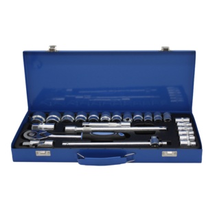 24 Piece <strong>Socket</strong> Tool <strong>Set</strong> Bits <strong>Ratchet</strong> Handle Extension Bar Customized Logo Carbon Steel Heat Treatment 35K Mirror Surface - Product Image 1