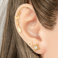HENGSEN Nuevos Pendientes de Acero Inoxidable con Forma de Serpiente, Cruz y Rayo 3D, Joyería para Piercing de Cartílago y Hélix, Pendientes de Moda