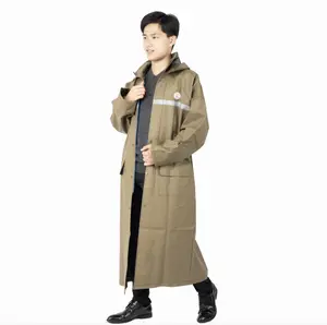 Impermeável casaco de chuva grosso dos homens longos preto moda adulto One Piece chuva casaco com macacão com capuz chuva jaqueta impermeáveis