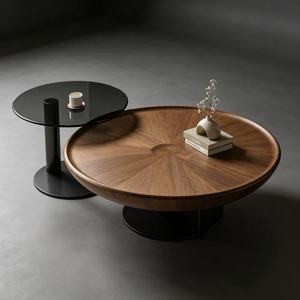 Luxury Modern Round Coffee <b>Table</b> <b>Nesting</b> Set with Fiberglass Top Eco-Friendly Living Room Furniture Wholesale - Product Image 2